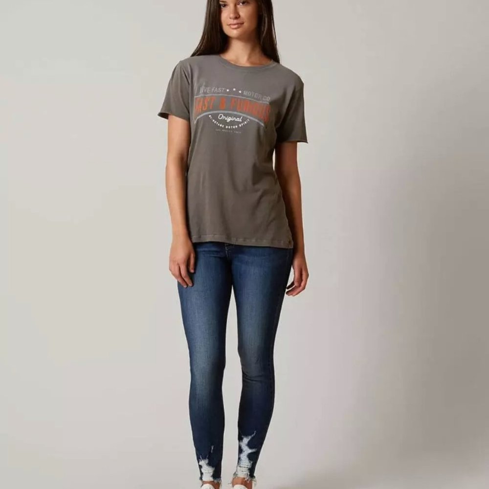 AFFLICTION Women's T-Shirt S/S MOTOR PARTS Tee Bik - Picture 5 of 11